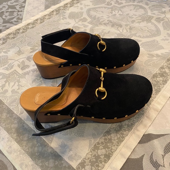 Gucci Black Suede Clogs with Horse Bit, Size 39 - Picture 3 of 7